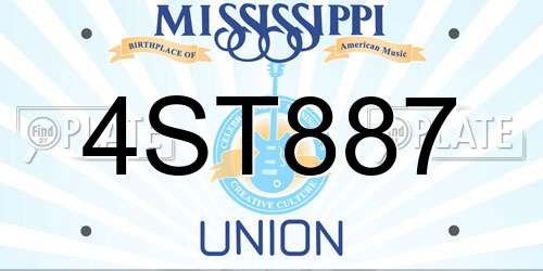 4ST887 Mississippi License Plate