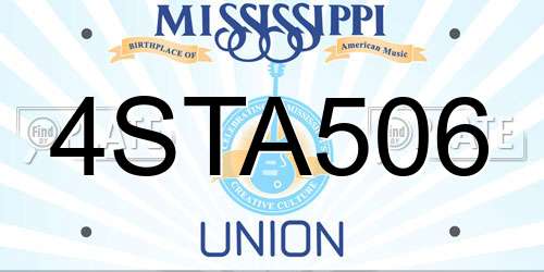 4STA506 Mississippi License Plate