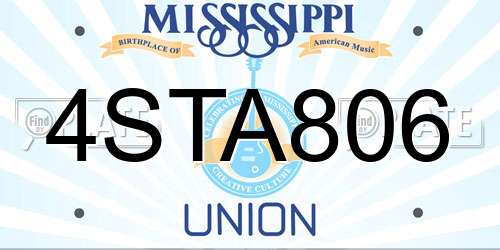 4STA806 Mississippi License Plate