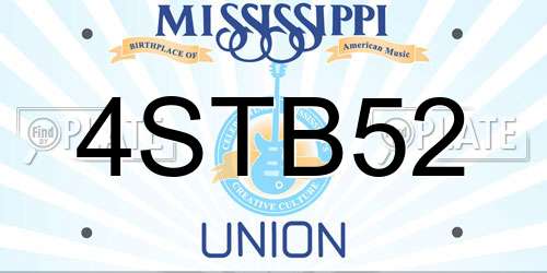 4STB52 Mississippi License Plate