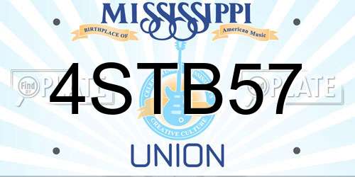 4STB57 Mississippi License Plate
