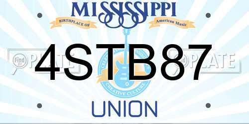 4STB87 Mississippi License Plate