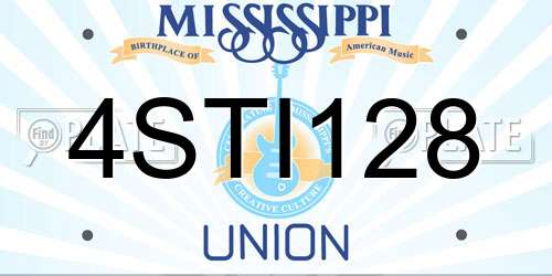 4STI128 Mississippi License Plate