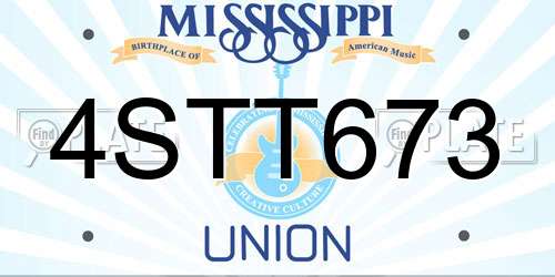 4STT673 Mississippi License Plate
