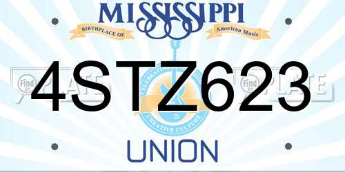 4STZ623 Mississippi License Plate