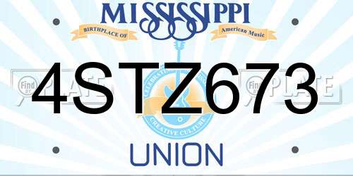 4STZ673 Mississippi License Plate
