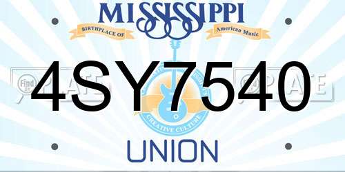 4SY7540 Mississippi License Plate