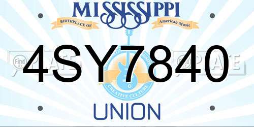 4SY7840 Mississippi License Plate