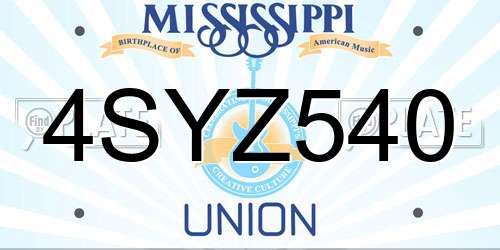 4SYZ540 Mississippi License Plate