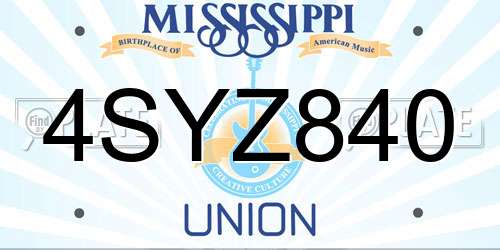 4SYZ840 Mississippi License Plate