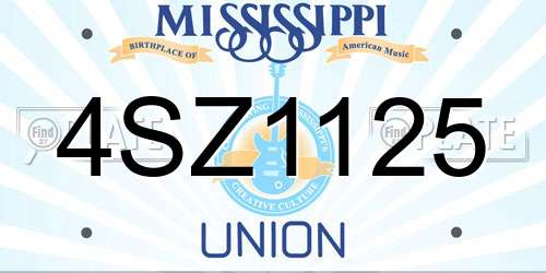 4SZ1125 Mississippi License Plate