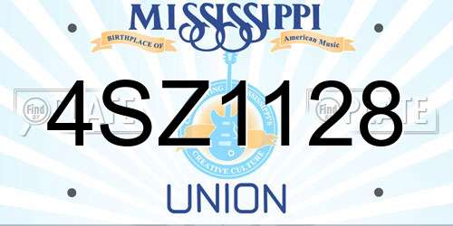 4SZ1128 Mississippi License Plate