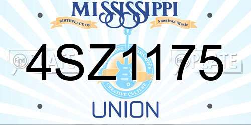 4SZ1175 Mississippi License Plate