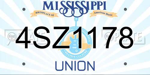 4SZ1178 Mississippi License Plate