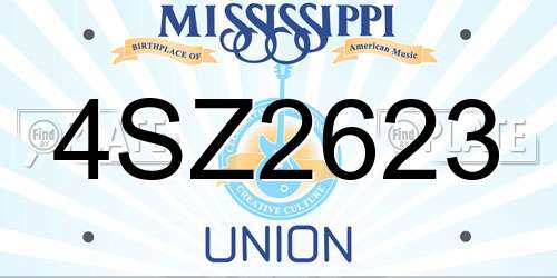 4SZ2623 Mississippi License Plate