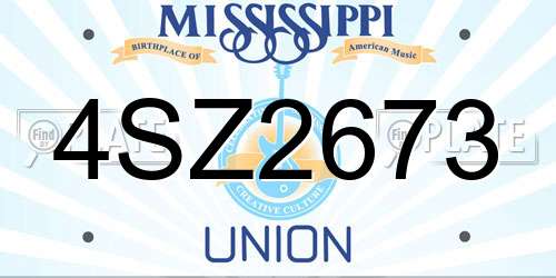 4SZ2673 Mississippi License Plate