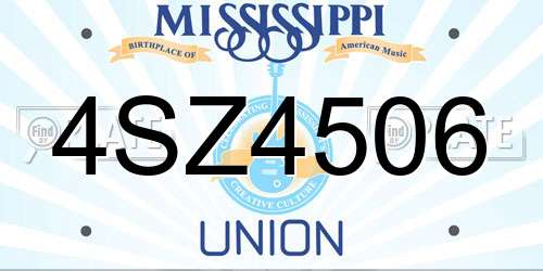 4SZ4506 Mississippi License Plate