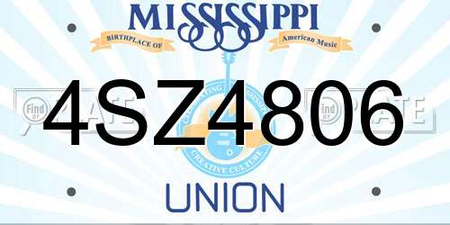 4SZ4806 Mississippi License Plate