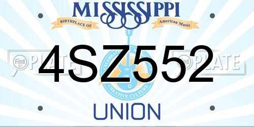 4SZ552 Mississippi License Plate