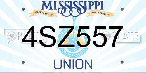 4SZ557 Mississippi License Plate