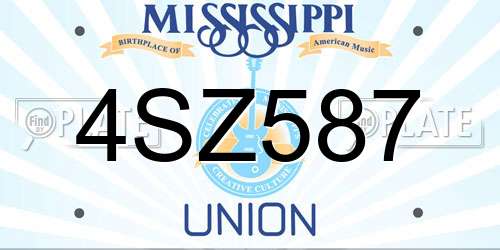 4SZ587 Mississippi License Plate