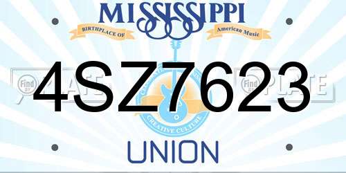 4SZ7623 Mississippi License Plate
