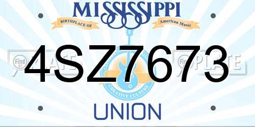 4SZ7673 Mississippi License Plate