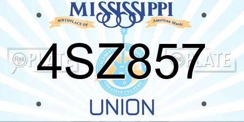 4SZ857 Mississippi License Plate