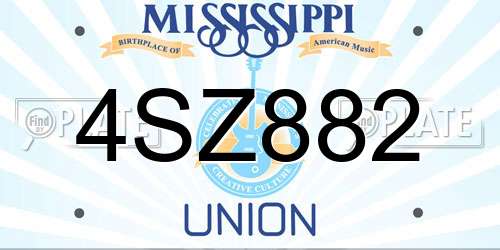 4SZ882 Mississippi License Plate