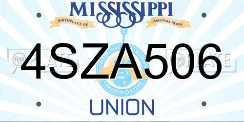 4SZA506 Mississippi License Plate