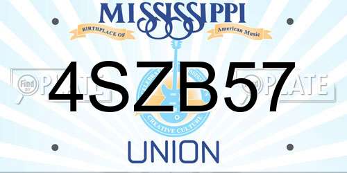 4SZB57 Mississippi License Plate