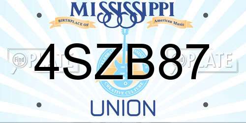 4SZB87 Mississippi License Plate