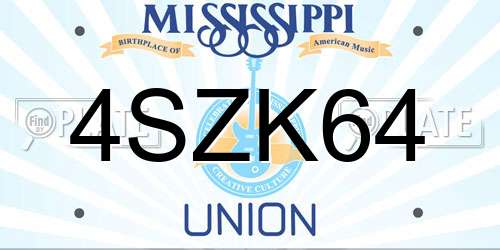 4SZK64 Mississippi License Plate
