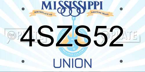 4SZS52 Mississippi License Plate