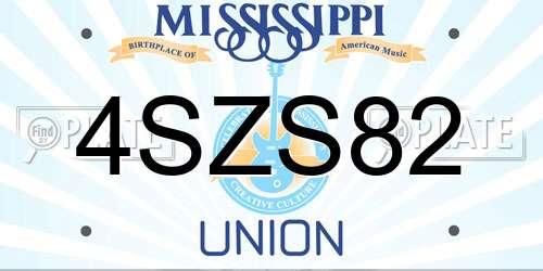 4SZS82 Mississippi License Plate