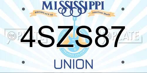 4SZS87 Mississippi License Plate