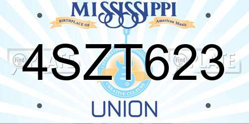 4SZT623 Mississippi License Plate