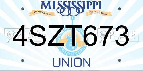 4SZT673 Mississippi License Plate