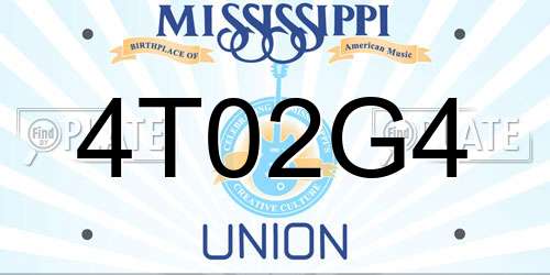 4T02G4 Mississippi License Plate