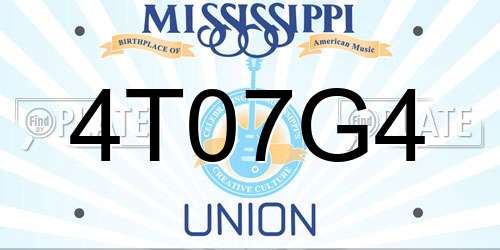 4T07G4 Mississippi License Plate