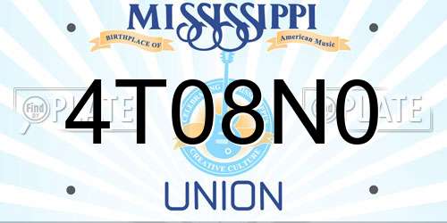 4T08N0 Mississippi License Plate