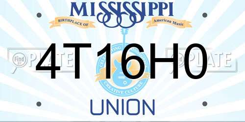 4T16H0 Mississippi License Plate