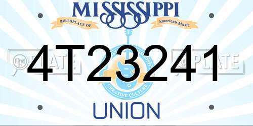 4T23241 Mississippi License Plate