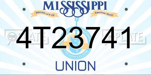 4T23741 Mississippi License Plate
