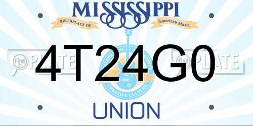 4T24G0 Mississippi License Plate