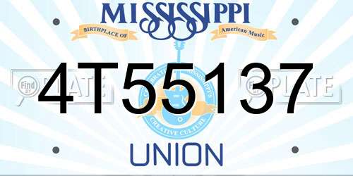 4T55137 Mississippi License Plate
