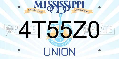 4T55Z0 Mississippi License Plate