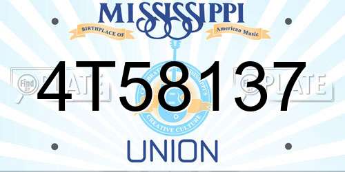 4T58137 Mississippi License Plate
