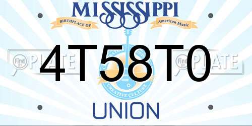 4T58T0 Mississippi License Plate