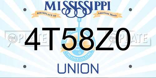 4T58Z0 Mississippi License Plate